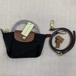 Longchamp Elegant Black and Tan Crossbody Bag